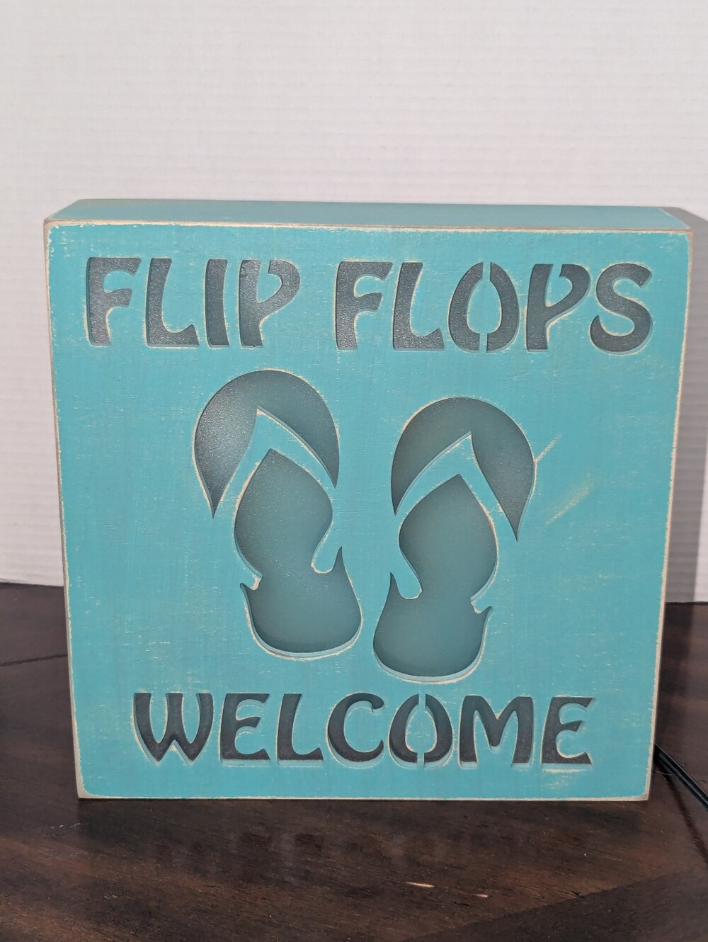 Light Up Flip Flops Welcome Wood Sign Coastal Decor